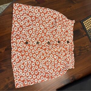 Madewell Floral Button-Up Mini Skirt in Red and White